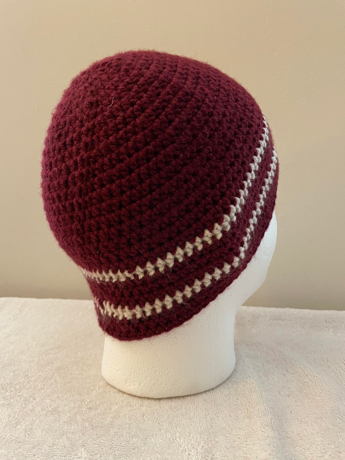 beanie hat with white lines