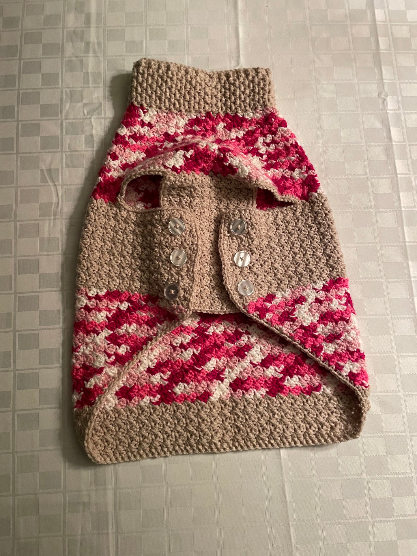 Dog Sweater Pink dyed/Tan (Large)