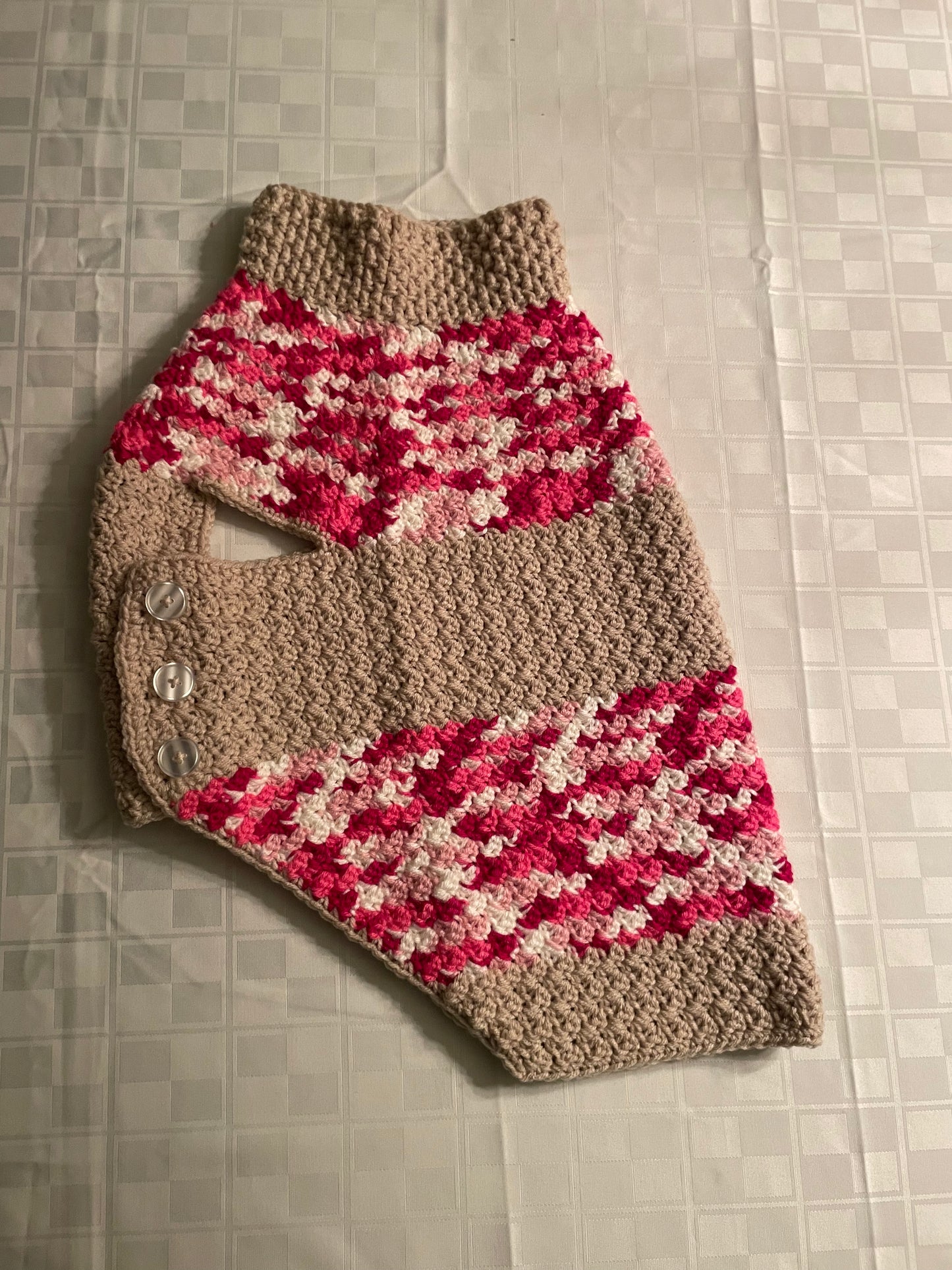 Dog Sweater Pink dyed/Tan (Large)