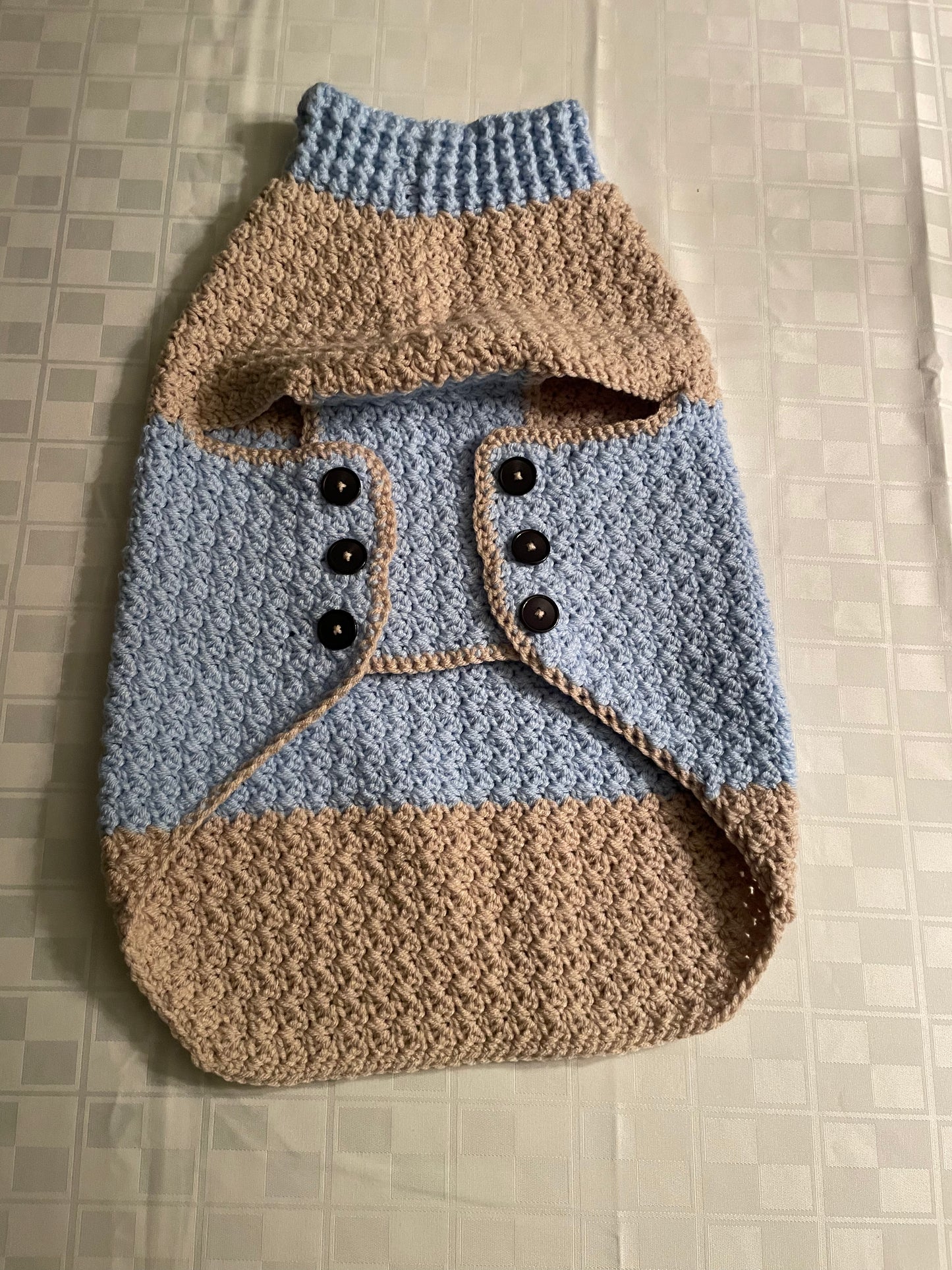 Dog Sweater Blue/Tan (Large)