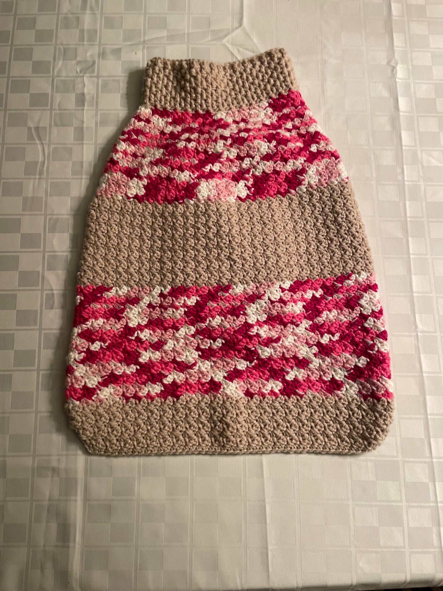 Dog Sweater Pink dyed/Tan (Large)